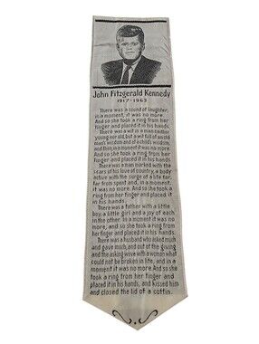 Vintage 1963 John F Kennedy Memorial Silk Ribbon Bookmark